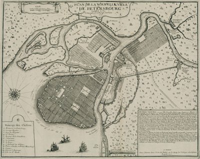Mapa Petersburga, 1717 r. autorstwa Nicolas de Fer