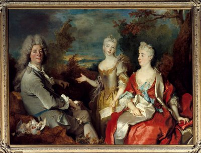 Portret rodzinny dawniej zwany portretem malarza, jego żony i córki Obraz Nicolas de Largilliere (1656-1746) Słońce. 1,49 x 2,00 m² autorstwa Nicolas de Largillière
