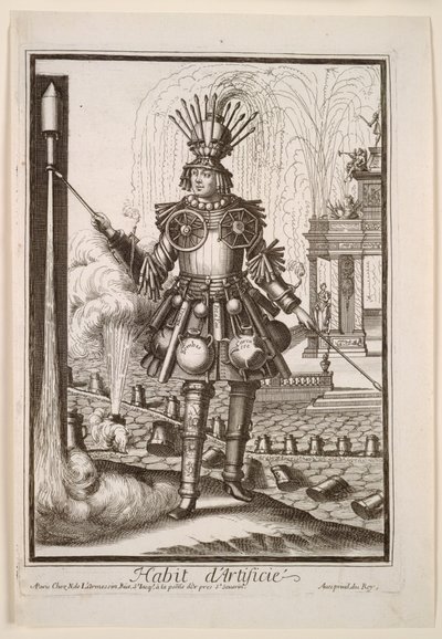 Kostiumy fantazyjne: Kostium twórcy fajerwerków 1690. autorstwa Nicolas de Larmessin II