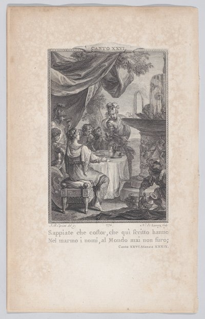 Canto 26, Stanza 39, z Orlando Furioso, 1774., 1774. autorstwa Nicolas de Launay
