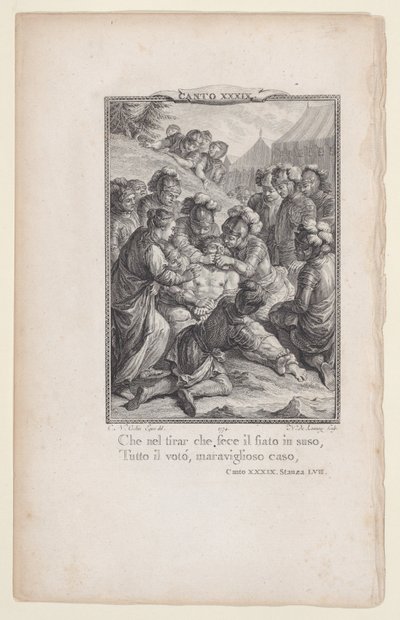 Canto 39, pokój 57, z Orlando Furioso, 1774., 1774. autorstwa Nicolas de Launay