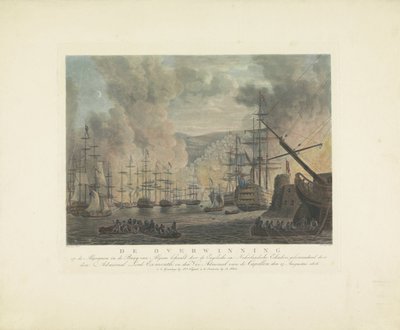 Bombardowanie Algieru, 1816 Zwycięstwo Algierczyków w Zatoce Algierskiej przez eskadry angielskie i holenderskie dowodzone przez admirała Lorda Exmouth i wiceadmirała Capellen, 27 sierpnia 1816 r. autorstwa Nicolaus Heideloff