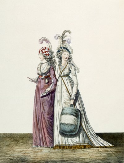 Suknie wieczorowe, rys. 34 i rys. 35 z „Galerii Mody”, 1797 r. autorstwa Nicolaus von Heideloff