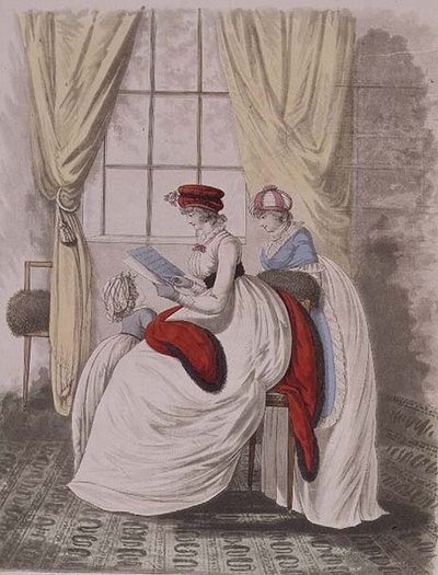 Poranne suknie z „Galerii Mody” Nikolausa Heideloffa, tom II, styczeń 1799 (druk) autorstwa Nicolaus von Heideloff