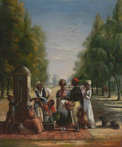 Służący przy pompie, ca. 1840. autorstwa Nicolino Calyo