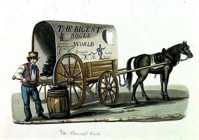 Wózek na węgiel, ok. 1840-44 (akwarela na papierze) autorstwa Nicolino Calyo