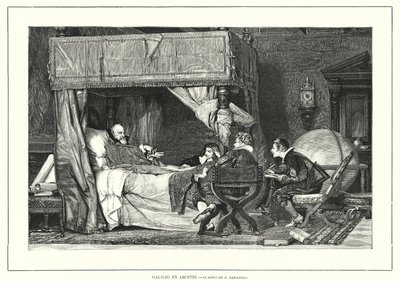 Włoski astronom Galileo Galilei w Arcetri we Włoszech, gdzie zmarł w 1642 r. (lit) autorstwa Nicolo (after) Barabino
