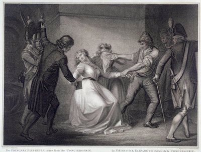 Rewolucja Francuska: siostra króla Ludwika XVI Elżbiety Francji (1764-1794) została zwolniona z więzienia Concierge 10.05.1794. Grawerowanie przez Niccolo Schiavonetti (zm. 1813) Paryż, Musee Carnavalet autorstwa Nicolo Schiavonetti
