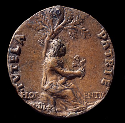 Medalion przedstawiający Lorenzo de Medici, zwany Wspaniałym (brąz autorstwa Nicolo Spinelli