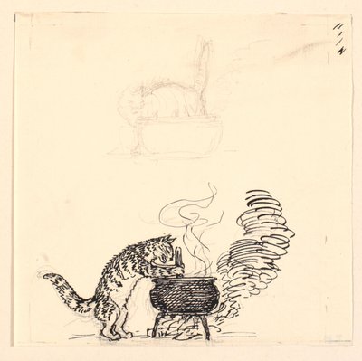 Ilustracja do „Grubego kota” i szkic autorstwa Niels Skovgaard