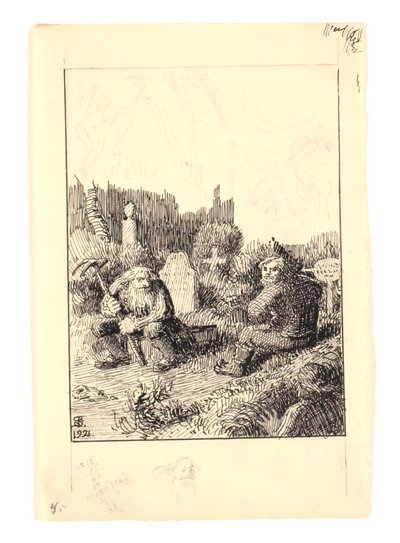 Ilustracja do „Ostrzeżenia na plaży i kantaru kościelnego” autorstwa Niels Skovgaard