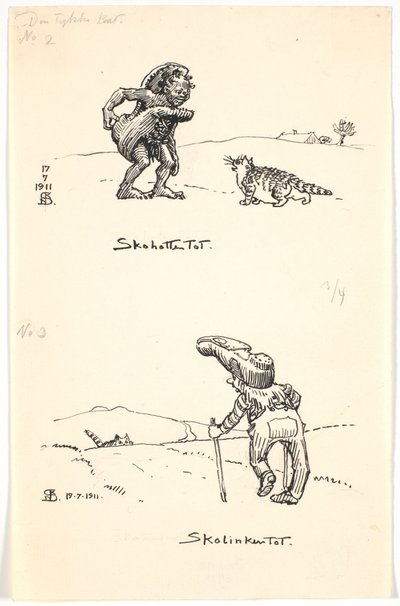 Dwa szkice „Grubego kota” autorstwa Niels Skovgaard