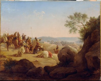 Les pelerins devant Jerozolima (Izrael). Painture de Nikanor Grigorievich Czernetsoff autorstwa Nikanor Grigorievich Tschernezoff