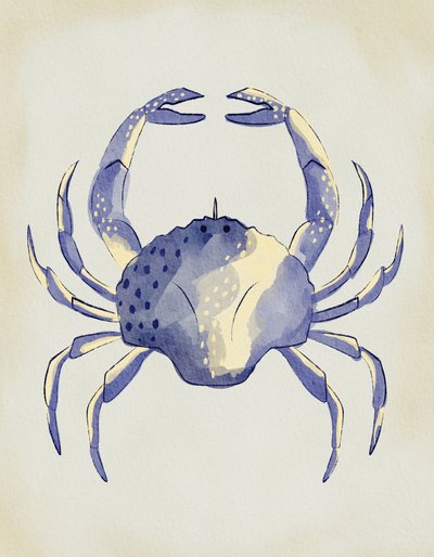 Akwarelowy niebieski krab autorstwa Nikita Jariwala