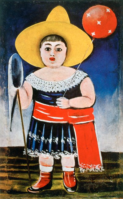 Mała dziewczynka z wzorzystym balonem, c1885-1918 autorstwa Niko Pirosmanishvili