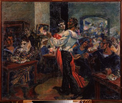 Bar marynarski. Obraz Nikołaja Afanasjewicza Rusakowa (1888-1941), olej na blasze autorstwa Nikolai Afanasyevich Rusakov