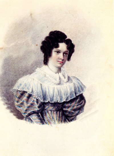 Portret Aleksandry Iwanowny Dawydowej 1802-1895, żony dekabrysty Wasilija Dawydowa, 1830-1839 autorstwa Nikolai Alexandrovich Bestuzhev