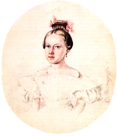 Portret Olgi Annenkovej, córki Grudnia Iwana Annenkovej, autorstwa Nikolai Alexandrovich Bestuzhev