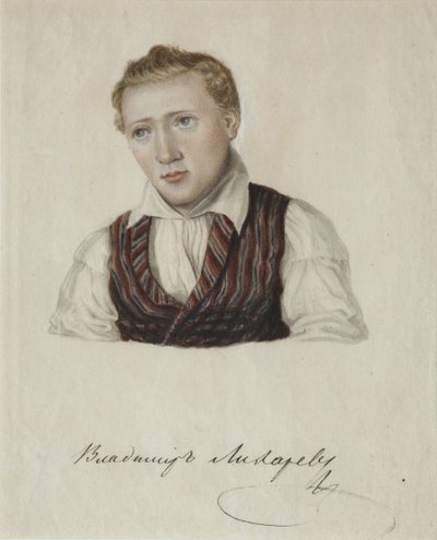 Portret dekabrysty Władimira Nikołajewicza Licharewa 1803-1840, 1828 autorstwa Nikolai Alexandrovich Bestuzhev