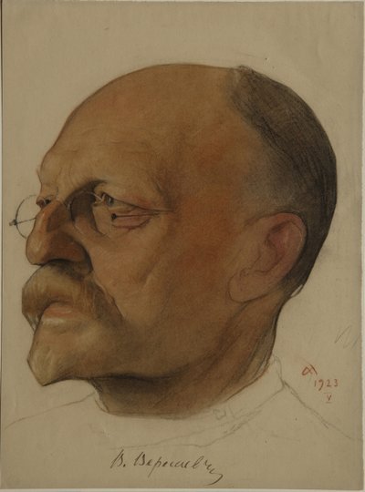 Portret Vicente Vikentievich Vereshaev 1867-1945, 1923 autorstwa Nikolai Andreevich Andreev