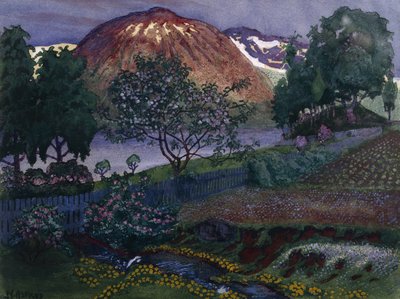 Lipcowa noc w ogrodzie (olej na płótnie) autorstwa Nikolai Astrup