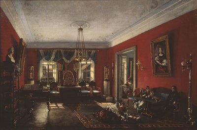 Salon w Domu Nashchokin w Moskwie, początek lat 40. autorstwa Nikolai Ivanovich Podklyuchnikov