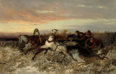 Sanie, ścigane przez wilki autorstwa Nikolai Jegorowitsch Swertschkow