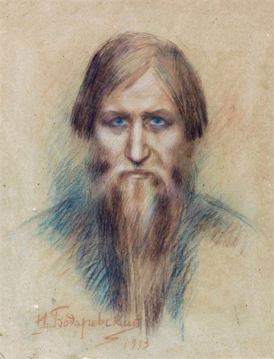 Portret rosyjskiego mistyka Grigorija Jefimowicza Rasputina (Rasputin autorstwa Nikolai K. Bodarevski