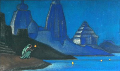 Płomień szczęścia Światła nad Gangesem, 1947 autorstwa Nikolai Konstantinowitsch Roerich