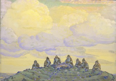 Wielka Ofiara. Scenografia do baletu Święto wiosny Le Sacre du Printemps I. Strawińskiego, 1910 autorstwa Nikolai Konstantinowitsch Roerich