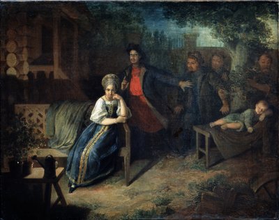 Rabuś Jegor Bashlyk porywa żonę kupca Grunyę. Obraz Nikołaja Michajłowicza Aleksiejewa (1813-1880). Olej na płótnie, 77,7 x 99,2 cm autorstwa Nikolai Mikhailovich Alexeyev