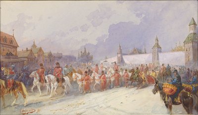 Wjazd pojmanej rodziny Kuczum-chana do Moskwy. 1599, 1891. autorstwa Nikolai Nikolayevich Karasin