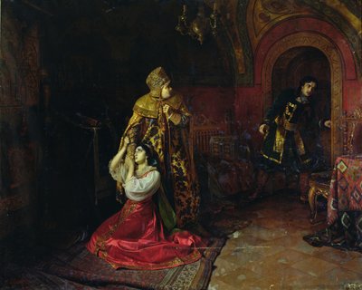 Os últimos minutos da família de Godunov (óleo sobre tela)polonês autorstwa Nikolai Pavlovich Shakhovskoi
