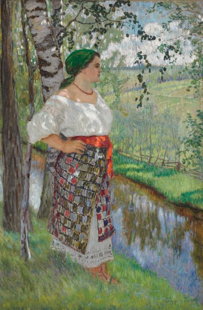Wieśniaczka nad strumykiem autorstwa Nikolai Petrovich Bogdanov Belsky
