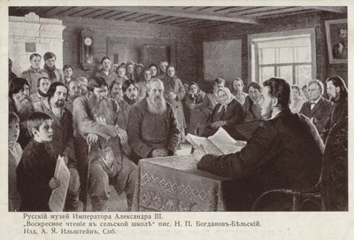 Niedzielne czytanie w wiejskiej szkole autorstwa Nikolai Petrovich Bogdanov Belsky