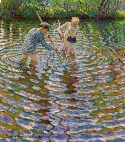 Młodzi chłopcy łowią raki autorstwa Nikolai Petrovich Bogdanov Belsky