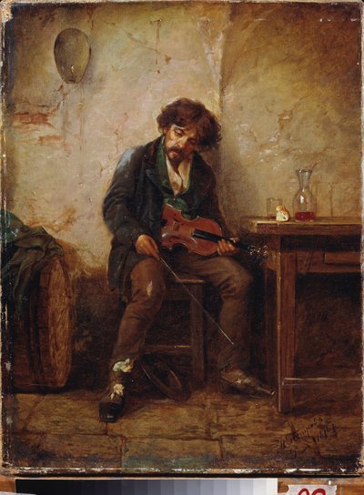 Muzyk. Obraz Nikołaja Pietrowicza Pietrowa (1834-1876), olej na płótnie autorstwa Nikolai Petrovich Petrov
