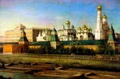 „Widok na Kreml moskiewski”, XIX w. autorstwa Nikolai Podklyuchnikov