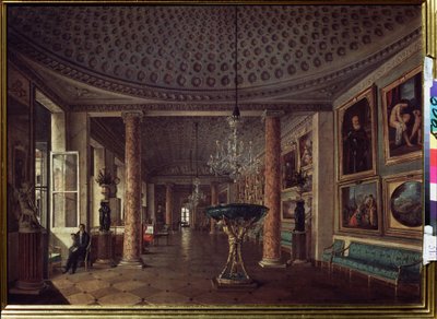 Galeria Obrazów Pałacu Stroganowa w Sankt Petersburgu (Galeria Obrazów Pałacu Stroganowa w Sankt Petersburgu). Obraz Nikołaja Stiepanowicza Nikitina (1811-1881), olej na płótnie autorstwa Nikolai Stepanovich Nikitin