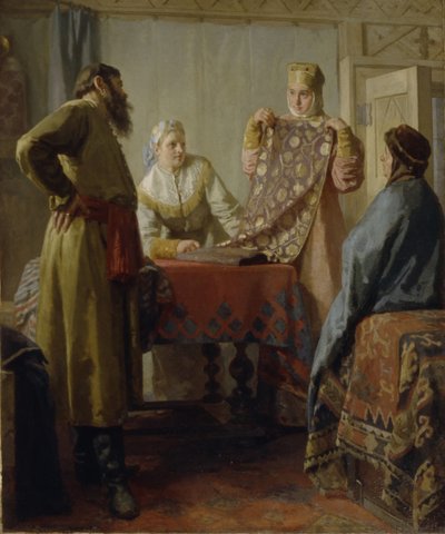 Scena z życia codziennego XVII wieku, połowa XIX wieku. autorstwa Nikolai Vasilyevich Nevrev