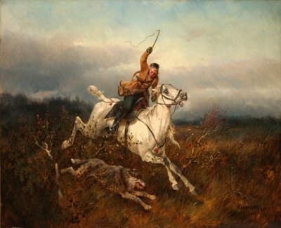 Polowanie na wilka, 1870 autorstwa Nikolai Yegorovich Sverchkov