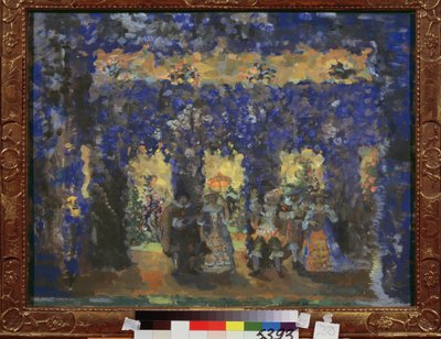 Pawilon w ogrodach pałacowych. Praca Nikołaja Nikołajewicza Sapunowa (Sapunowa) (1880-1912), tempera na tekturze autorstwa Nikolaj Nikolaevic Sapunov