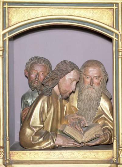 Św. Jakub Mniejszy, św. Filip i św. Barnaba, z Ołtarza Isenheim, ok. 1490 (drewno malowane) autorstwa Nikolaus Hagenauer