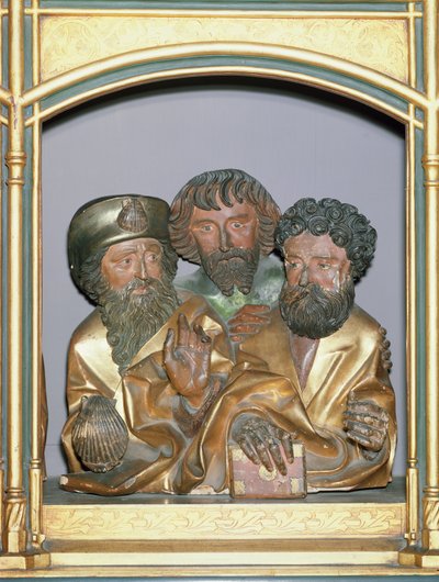 Jakuba Większego, Szymona i Tadeusza, z predelli Ołtarza Isenheim, ok. 1490 (drewno malowane) autorstwa Nikolaus Hagenauer