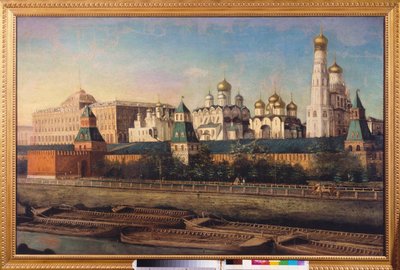 Widok na Kreml moskiewski. Obraz Nikołaja Iwanowicza Podklyuchnikowa (1813-1877), olej na płótnie. XIX-wieczna sztuka rosyjska. State United Museum Center na Kremlu, Moskwa. autorstwa Nikolay Ivanovich Podklyuchnikov