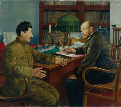 Lenin i Stalin, 1938 autorstwa Nikolay Ivanovich Shestopalov