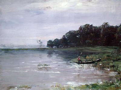 Krajobraz z łodzią, wieczór autorstwa Nikolay Nikanorovich Dubovskoy