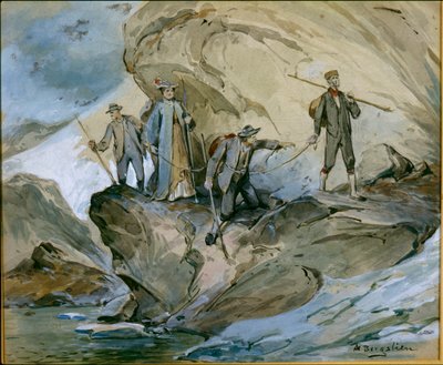 Wędrówka po lodowcu Hardanger (akwarela na papierze) autorstwa Nils Bergslien