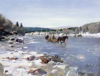 Ciągnięcie drewna autorstwa Nils Hansteen