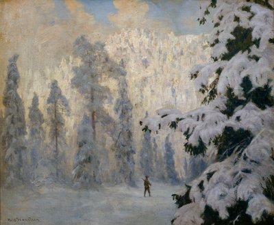 Hunter Narciarstwo (olej na płótnie) autorstwa Nils Hansteen